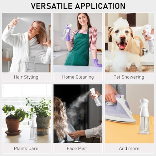 Bealee Spray Bottle For Hair, Continuous Mister Empty Spray Bottles, Ultra Fine Mist Water Sprayer for Hairstyling, Cleaning, Plants, Pets, Barbers, Salons, Essential Oil Scents - 2 Pack 6.8 OZ - color: Black & White, 2 Pack