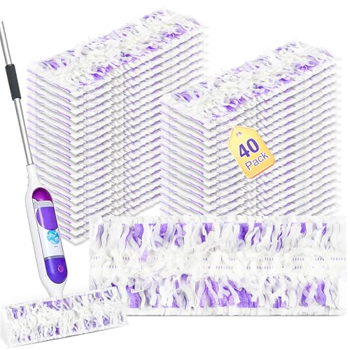 40 Pack Disposable Refill Pads for Power Mop™ Multi-Surface and for PowerMop™ Wood Mop, Repalcement Spray Mopping Pads for All Safe Floors - size: 40*Purple