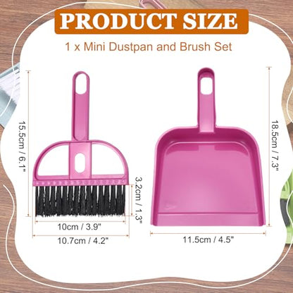 uxcell 2 Pcs Mini Dustpan and Brush Set, Small Broom and Dustpan Set for Home Office Tabletops Sofas Keyboards Cleaning, Rose Red - color: Rose Red