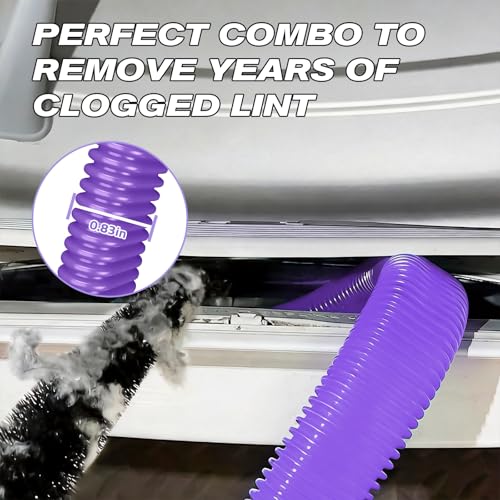 Sealegend Dryer Vent Cleaner Kit - Vacuum Hose Attachment & Lint Brush,Dryer Vacuum Hose Attachment Fit Most Vacuums and Dryer, Refrigerator Coils & Behind Appliances, Purple - color: Purple