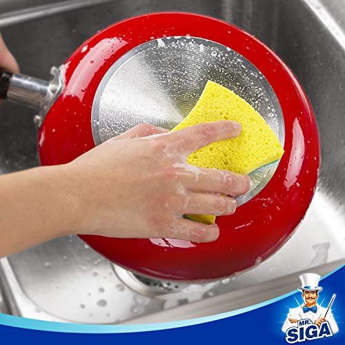 MR.SIGA Heavy Duty Cellulose Scrub Sponge, Dual-Sided Dishwashing Sponge for Kitchen, 12 Pack - color: Green, Yellow