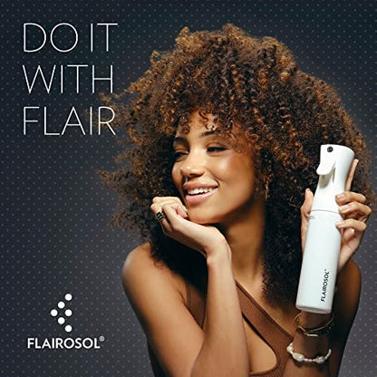 FLAIROSOL - The Original, Spray Bottle for Hair, Plants & More, Continuous Mister, Ultra Fine Water Mist, 10.1oz/300ml, Clear Bottle - Black Print - color: Clear Bottle - Black Print