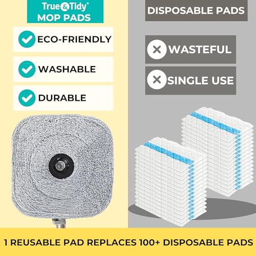 True & Tidy® TrueClean Spin Mop 2.0 w/Detachable Inner Bucket, Self Standing, Separates Clean and Dirty Water, Foldable Square Mop Head, Triple Jet Stream w/Hidden Brush, Replaceable 2pc Pads - size: Mop & Bucket w/ 2 Mop Pads