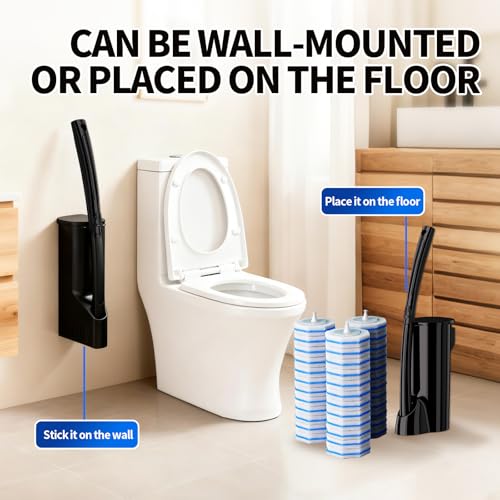 Disposable Toilet Bowl Brush with 36 Toilet Wand Refills Pads Replacement Heads, Toilet Cleaning Stick,Toilet Bowl Cleaner Wands Holder and Set, Toilet Cleaning System Starter Kit - style: Toilet brush+36 refills