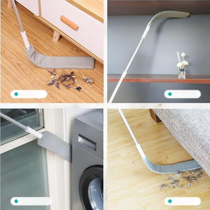 Retractable Gaps Dust Cleaner, Microfiber Duster Dust Brush with Extension Pole, Flat Duster with Dusting Cloths, for Cleaning Under Appliances, Furniture, Couch, Fridge