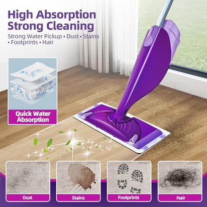 Disposable Wet Jet Pad Refills Compatible with WetJet Spray Mop, Strong Dirt Locking and Water Absorbent, for Multi-Surface Floor Cleaning, Kitchen Bathroom Hardwood Wood Floors, 5.9"×11.4" 60 Pack