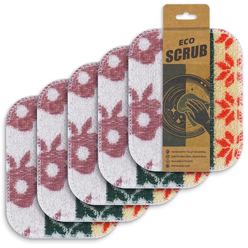 Amarelle Scrub,Eco-Friendly Reusable Dish Scrubbers for Washing Dishes,Soft Safe and Non-Scratch Scrubber, Durable Scouring Pad for Kitchen and Household Cleaning (Royal Bazaar, 5-Pack) - color: Royal Bazaar, size: 5-pack