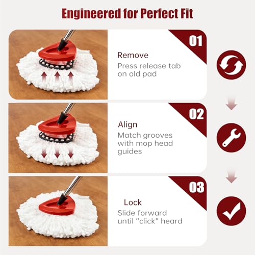 7 Pack Mop Heads Replacements for O Cedar with Mop Base, Microfiber Mop Replace Head for O-Cedar EasyWring Spin Mop, Heavy Duty Washable Pad Compatible with O-Cedar, Vileda
