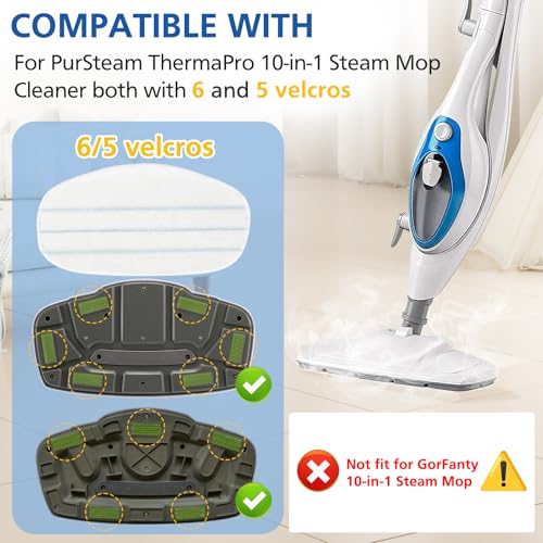 LINNIW 6 Pack Replacement Steam Mop Pads Compatible for PurSteam ThermaPro 10-in-1 - size: Pack of 6
