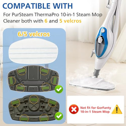 LINNIW 6 Pack Replacement Steam Mop Pads Compatible for PurSteam ThermaPro 10-in-1 - size: Pack of 6