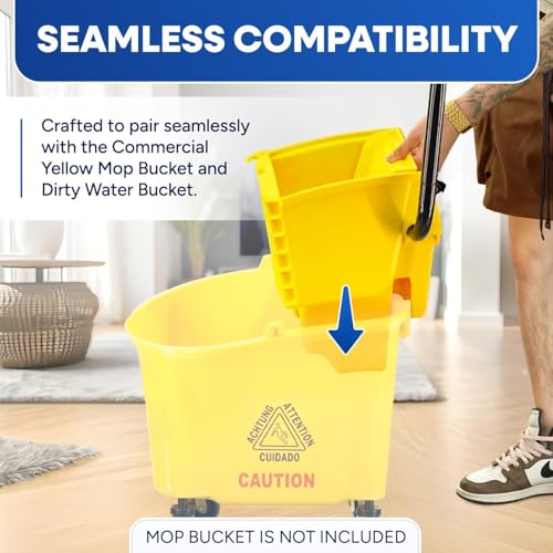 Plexon Mop Wringer Only - Compatible with 26QT and 35QT Buckets, Yellow - Side Press Wringer Replacement for Commercial Mop Bucket on Wheels