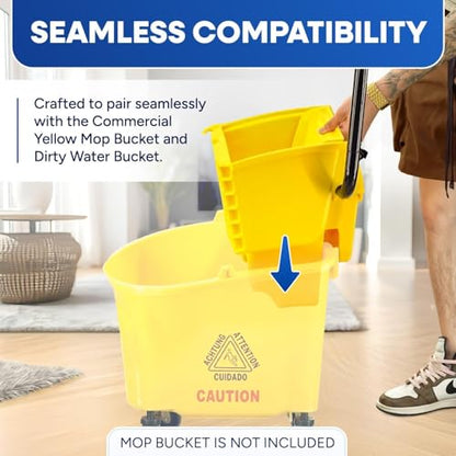 Plexon Mop Wringer Only - Compatible with 26QT and 35QT Buckets, Yellow - Side Press Wringer Replacement for Commercial Mop Bucket on Wheels