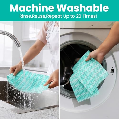 Reusable Cleaning Towels Reusable Cloths Dish Cloths, 100 Count Multi-Purpose Dry Handy Wipes Disposabel Kitchen Towels, Durable, Absoebent, Dry Quickly, Green, Handi Wipe - color: Green,100 Pcs