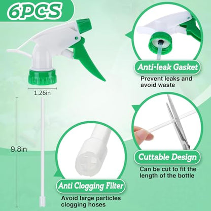 6Pcs Spray Bottle Replacement Nozzle- Reusable Quality Trigger Spray Nozzles with Mist Stream Sprayer, Fit Standard 28/400 Neck 32oz, 16oz, 8oz Bottles for Garden Home Kitchen Office Gifts, Green - color: Green