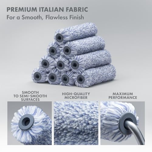 10 - Pack 4 Inches Mini Paint Roller Covers for Smooth and Lint-Free Finish – 1/2 Nap - Made in Italy - Premium Microfiber Roller Naps for All Paints and Stains - size: 10 Pack 4"- 1/2 Nap ( Roller Covers )