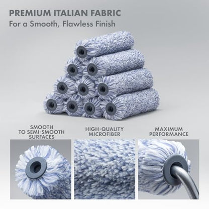 10 - Pack 4 Inches Mini Paint Roller Covers for Smooth and Lint-Free Finish – 1/2 Nap - Made in Italy - Premium Microfiber Roller Naps for All Paints and Stains - size: 10 Pack 4"- 1/2 Nap ( Roller Covers )