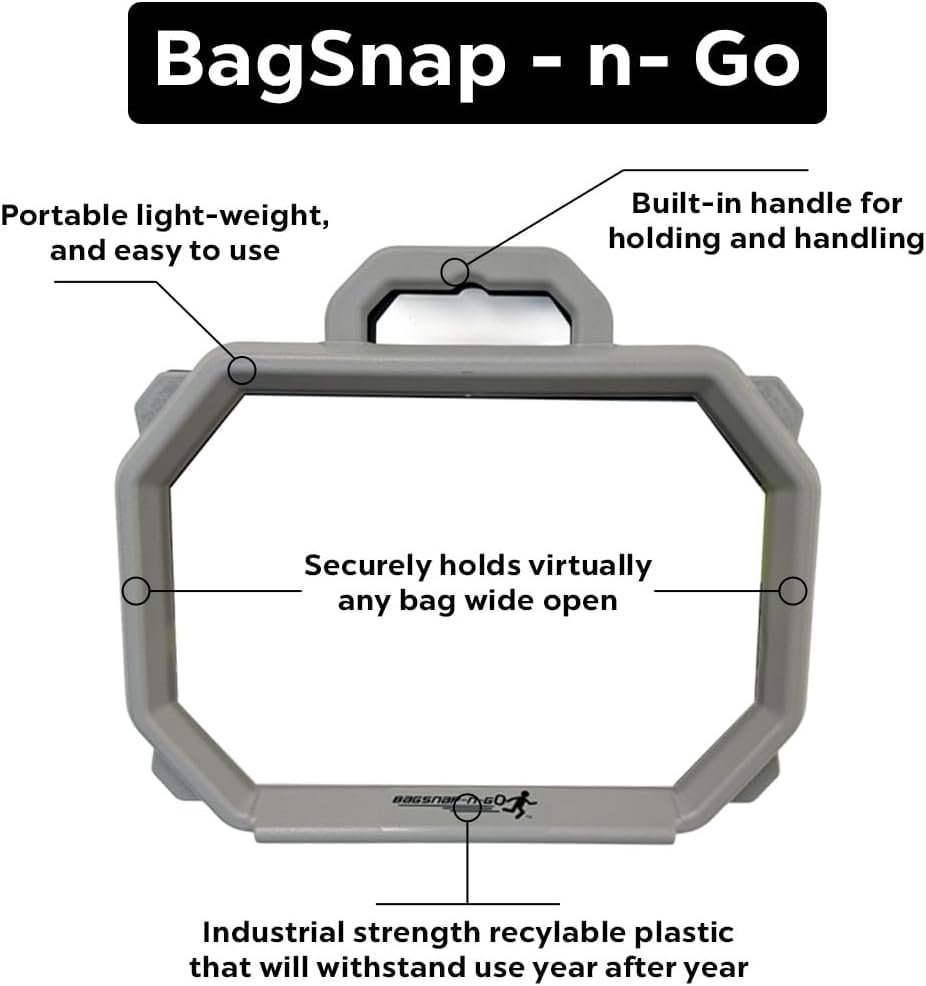 Medium SnapRing Trash Bag Holder | Portable Garbage Opener Frame for 5–30 Gallon Grocery Recycling Bags | Indoor Yard Cleanup Organizer - size: 1 Count (Pack of 1)