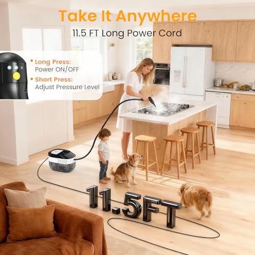 Pressurized Steam Cleaner 1.6L, 3-Level Adjustable Steamer for Cleaning, 10s Heat-Up, 2500W Handheld Steam Cleaner for Home, Car, Kitchen, Floor, Multi-Surface Cleaning Machine, 19pcs Accessories