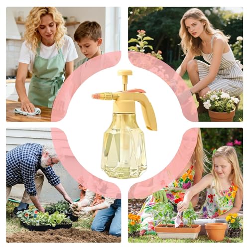 Pressure Spray Bottle | 1.5L Leak-Proof Adjustable Nozzle Misting Bottle,Handheld Garden Pump Sprayer - for Outdoor Yard Indoor BBQ Gardening Cleaning Plant Home - color: Yellow