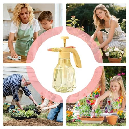 Pressure Spray Bottle | 1.5L Leak-Proof Adjustable Nozzle Misting Bottle,Handheld Garden Pump Sprayer - for Outdoor Yard Indoor BBQ Gardening Cleaning Plant Home - color: Yellow