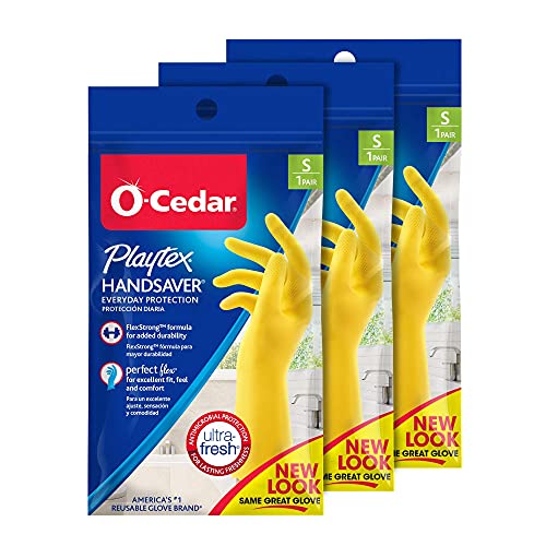Playtex HandSaver Reuseable Rubber Cleaning Gloves (Small, 3 Pairs), Everyday Protection Reusable Household Gloves - size: Small (Pack of 3)