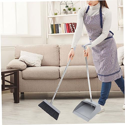 Broom Dustpan Set for Home Kitchen and Outdoor Use 33.5 Long Handled Broom & Heavy Duty Metal Dustpan Upright Design for Easy Cleaning