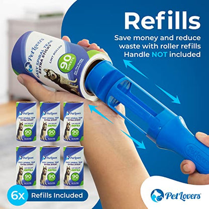 PetLovers Extra Sticky Lint Roller 6 Pack of Refills Only - No Handle Included - 90 Sheets Per Refill 540 Sheets Total - size: 90 Sheets (Pack of 6)