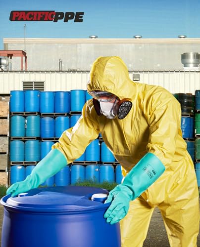 PACIFIC PPE 2 Pairs Chemical Resistant Nitrile Gloves, Resist Household Acid, Alkali, Solvent and Oil, 28 mil, 18", X-Large - color: Green/18", size: X-Large (Pack of 2)
