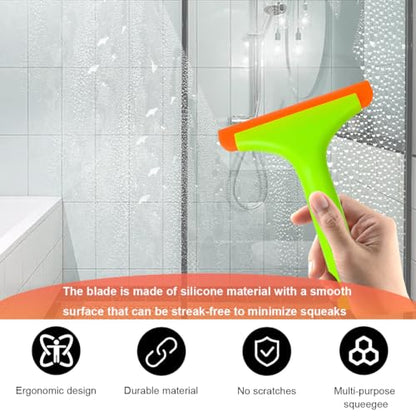 KVAEY 2PCS Small Silicone Window Squeegee, 5.9 Inch Car Windshield Water Blade Squeegee with Non-Slip Handle, All-Purpose Cleaning Squeegee for Car Windshield, Window, Mirror (Light Green) - color: Light Green, 2 Pcs