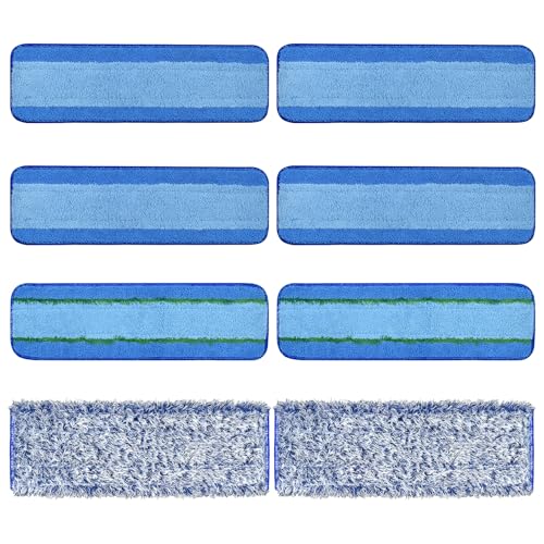 8 Pack Microfiber Cleaning Pad for Bona Mop Hardwood & Hard Surface Floors Dry and Wet Floor Cleaning - Includes 4 Microfiber Cleaning Pad, 2 Deep Clean Pads and 2 Dusting Pad - Dual Zone Cleaning - color: 4+2+2blue&grey