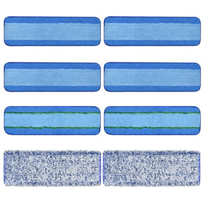 8 Pack Microfiber Cleaning Pad for Bona Mop Hardwood & Hard Surface Floors Dry and Wet Floor Cleaning - Includes 4 Microfiber Cleaning Pad, 2 Deep Clean Pads and 2 Dusting Pad - Dual Zone Cleaning - color: 4+2+2blue&grey