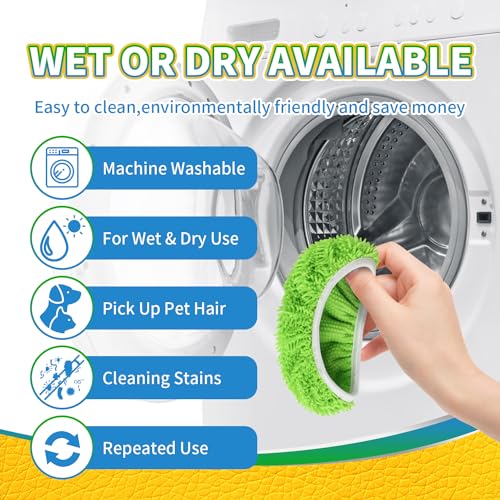 6Pcs Reusable Microfiber Mop Pads Compatible with Swiffer Sweeper, Wet and Dry Flat mop Cover, Replacement Sweeping Mopping pad Refills for Surface/Hardwood Floor Cleaning - color: A-green 6 Pack