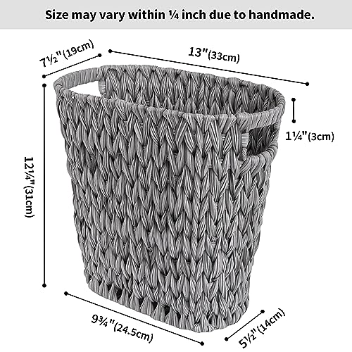 GRANNY SAYS Wicker Waste Basket - Waterproof, Space-Saving, 15L/4Gallon, Bathroom & Bedroom Trash Can - color: Gray, size: Rectangular - 13"L x 7½"W x 12¼"H