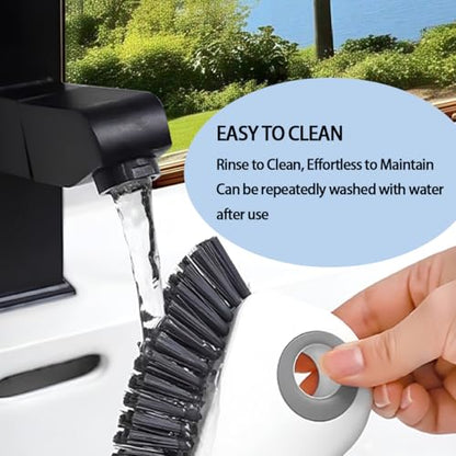 2 in 1 Car Groove Cleaning Brush, Multifunction Vehicle Crevice Cleaner with Hidden Scraper, Automotive Window Seal Sill Sliding Door Track Cleaning Brush, Universal Fit (Orange White)