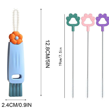 3 in 1 Multifunctional Cleaning Brush - Portable Cup Lid Cleaner with Crevice Brush for Tight Spaces & Baby Bottles (F) - color: F