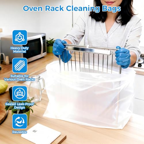 4 Pack Large Oven Grill Cleaning Bags（19.6''X27.5''）, Heavy Duty Oven Rack Cleaner Bags - No Messy Hands Reusable Soak-off Cleaning Kit for Grate & Grill Rack,No Cleaner Included - size: 4 Packs 19.6''X27.5''