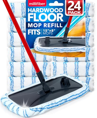 Millifiber Microfiber Mop Refills 15x8 in., 24-Pack (Mop is Not Included) - color: White-grey, size: 24 Count (Pack of 1)