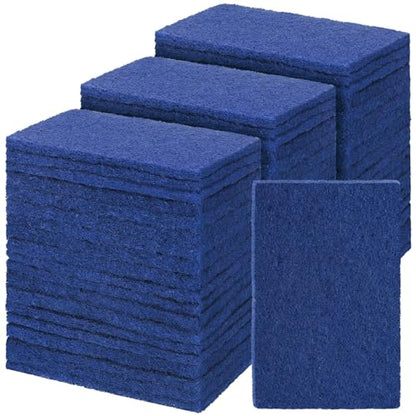 Hoolerry 100 Pcs Heavy Duty Scouring Pads Non Scratch Household Scrub Pads for Cleaning Reusable Pan Scrubber Anti Grease Scrubbing Pads for Dish Kitchen Metal Grills, 4.3 x 3 x 0.3 in (Blue) - color: Blue