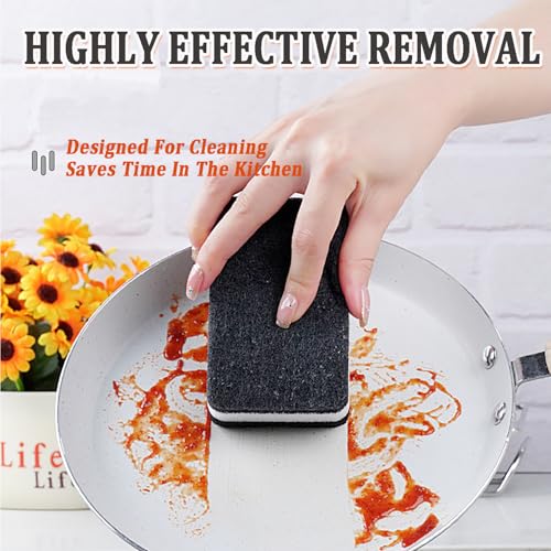 Taeku Natural Kitchen Sponge, 6 Pack Heavy Duty Scrub Cellulose Sponge Premium Multifunction Eco Friendly Cleaning Sponges for Dishes (Black) - color: Black
