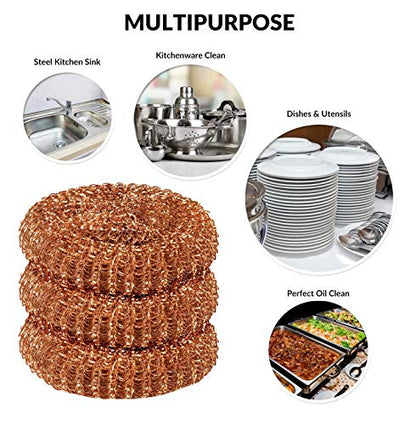 12 Pack Copper Coated Scourers by SCRUBIT – Scrubber Pad Used for Dishes, Pots, Pans, and Ovens. Easy scouring for Tough Kitchen Cleaning. - size: 12 Count (Pack of 1)