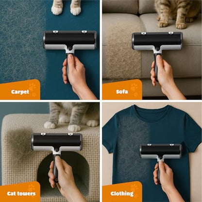 Pet Hair Remover and Reusable Lint Roller - Cat and Dog Hair Remover for Couch, Furniture, Carpet, Clothing and Bedding - Portable, Multi-Surface Fur Removal Tool (Gray) - color: Gray