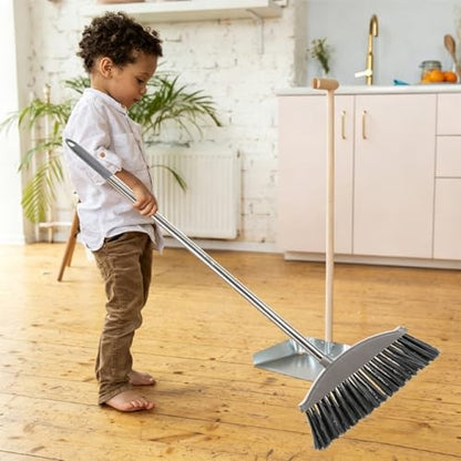 Cabilock 2pcs Hard Floor Broom Handle Heavy Duty Garage Broom for Home Cleaning - color: Dark Grey