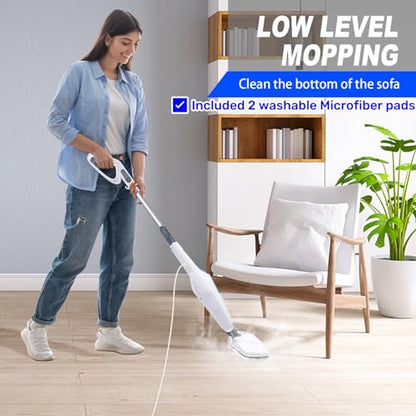 Hot Steam Mop Floor Cleaner Electric Hand Held Steam Cleaner 1500W Multipurpose Handheld Cleaning Machines Convenient Detachable Microfiber Pads For Cleaning Laminate Hardwood Marble Tile Floor Carpet