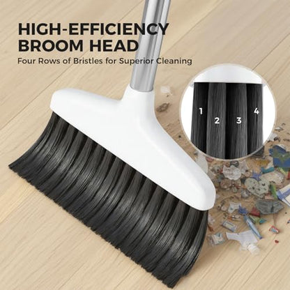 Handy Broom, Indoor/Outdoor Brooms, Duty Kitchen Broom, for Home Garage Kitchen Office Courtyard Lobby Patio Lawn Concrete White