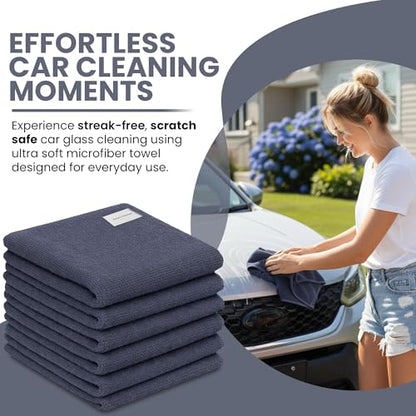 Ameri-Homes Premium Microfiber Cleaning Cloths 12 x 12 Inches, 400 GSM, Soft & Absorbent, Scratch-Free Lint-Free Cleaning Towels for Kitchen, Car, Glass & Home (Pack of 6) (Gray) - color: Gray