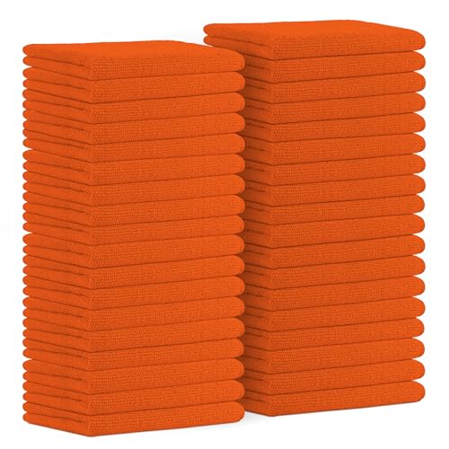 Avalon Towels Microfiber Cleaning Cloths (Value Pack of 36) - Size 16 x 16 Inches, Highly Absorbent Cleaning Rags, Lint Free, Reusable and Washable, Microfiber Towels for Cars - color: Orange, size: Pack of 36 - 16x16 Inches