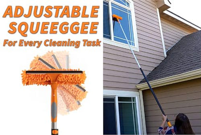 20 Foot High Reach Duster Kit with 4-12 ft Extension Pole // High Ceiling Dusting and Window Cleaning Kit with Telescopic Pole // Baseboard and Wall Washer Mop, Squeegee, Fan Blade & Cobweb Dusters - size: 12 feet