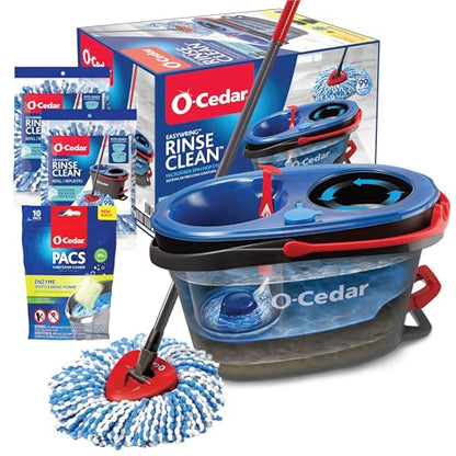 O-Cedar EasyWring RinseClean Microfiber Spin Mop & Bucket Floor Cleaning System with 2 Extra Refills with Citrus Pac (Variety Pack) - size: RC + 2 Refill W/Citrus PACS