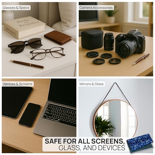 Microfiber Wholesale Quick Cloth Glasses Cleaning Cloths–5x7 Paisley Blue 2-Pack with Case | Double-Sided Lens Cleaner for Eyeglasses, Camera, Screens Glass | Reusable Microfiber Glass Polishing Cloth - color: Blue Paisley, size: 5"x7"