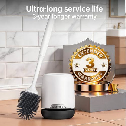 Lefree Silicone Toilet Brush and Holder Set with Ventilated Holder, Floor Standing & Wall Mounted Toilet Scrubber - color: Black, size: 1 Pack